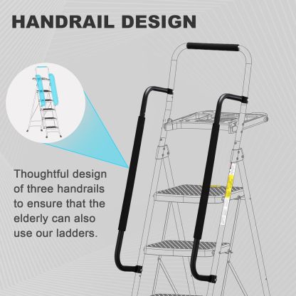HBTower 5 Step Ladder, Folding Step Stool with Wide Anti-Slip Pedal, Sturdy Steel Ladder