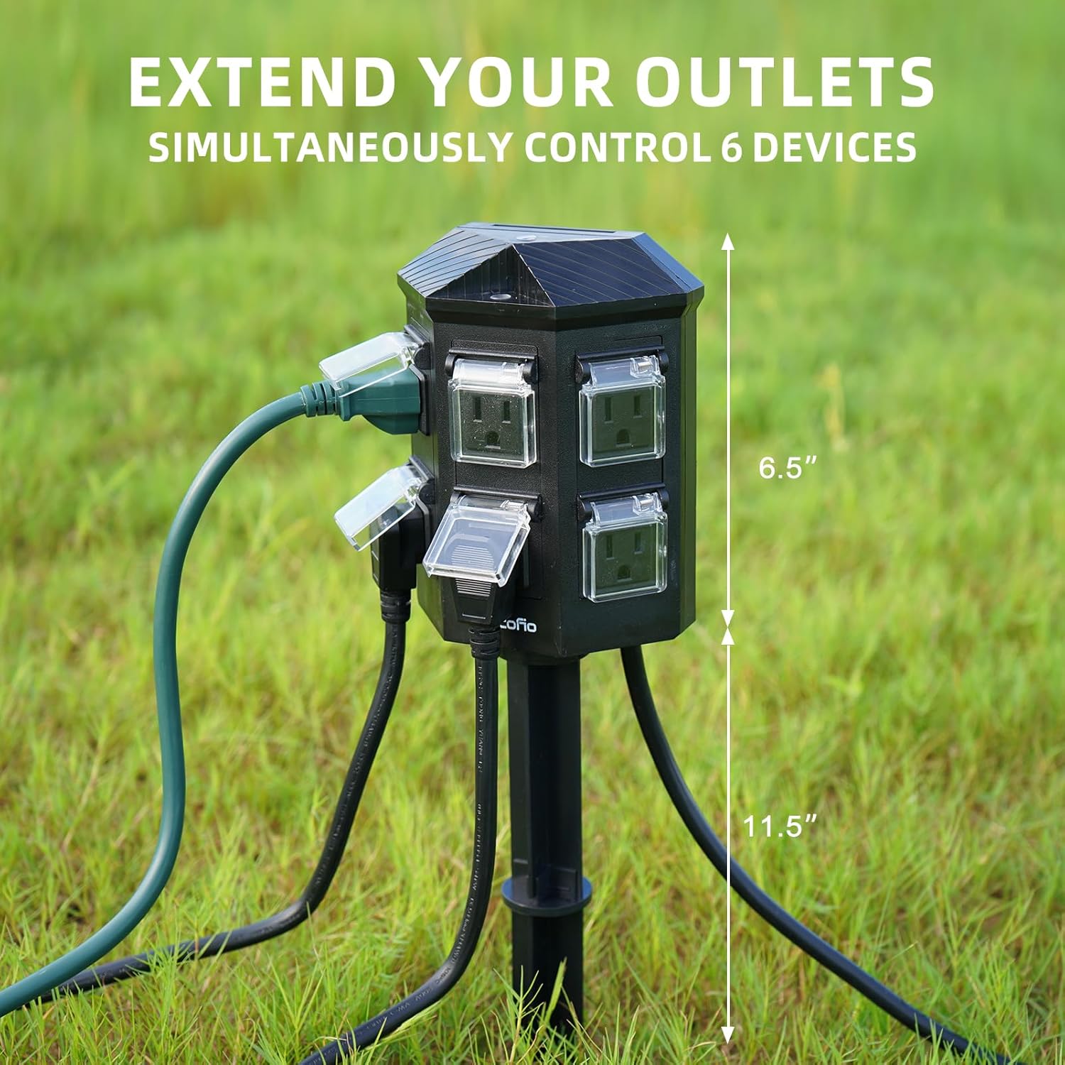 Tiffcofio Outdoor Power Strip with Stake, 100 FT Extension Cord