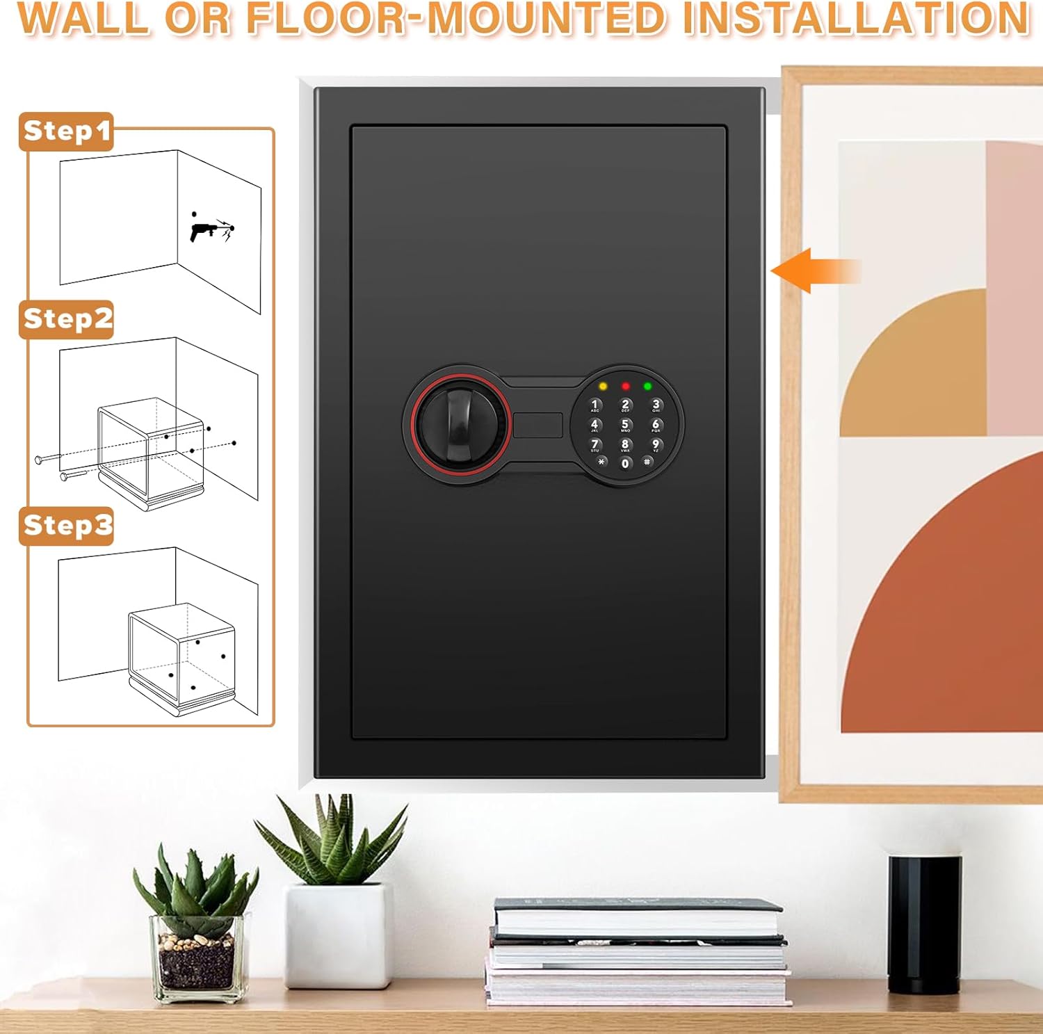 Bukumo Anti-theft Fireproof Safe Box with Programmable Keypad