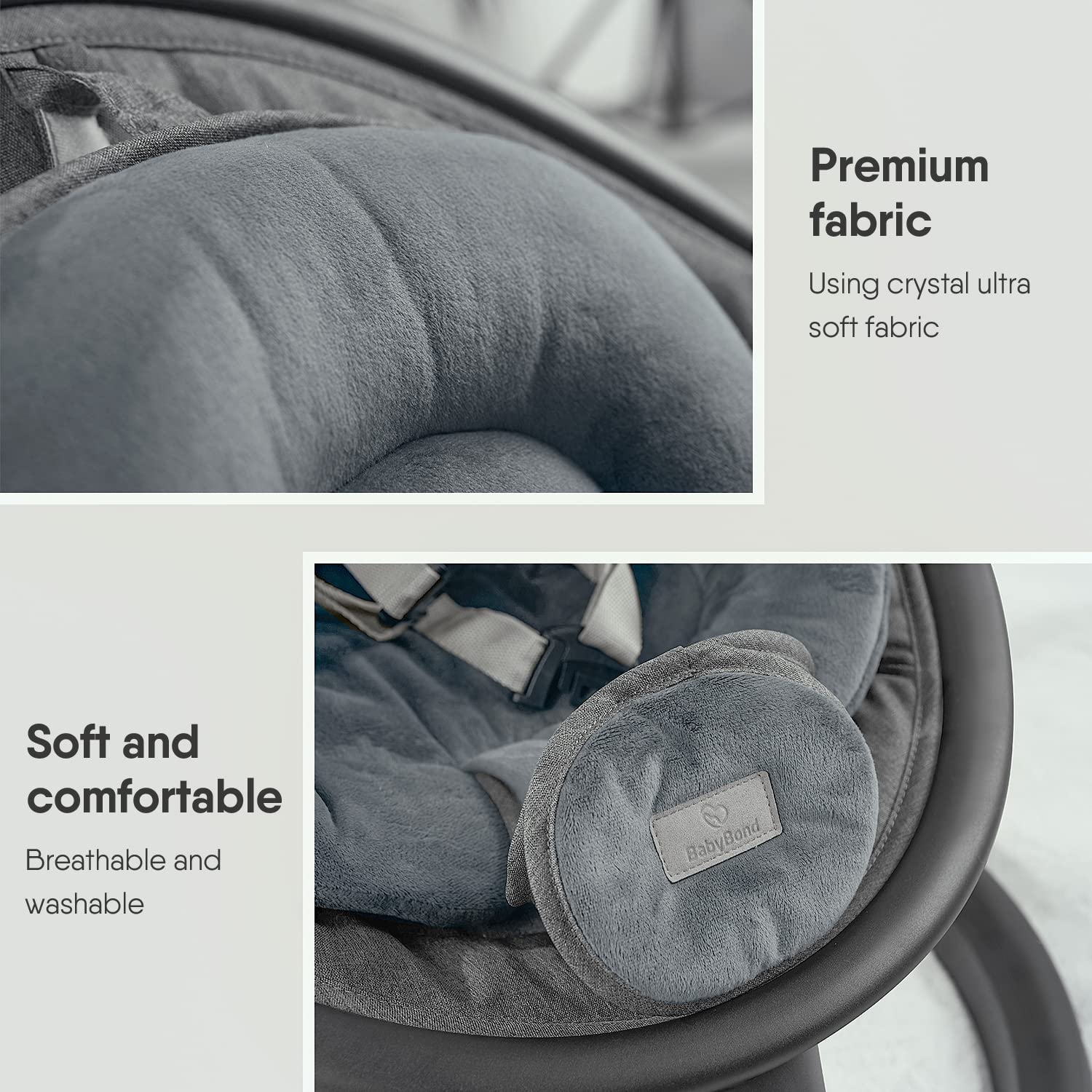 BabyBond Baby Swings for Infants, Bluetooth Infant Swing with Music Speaker, 3 Seat Positions