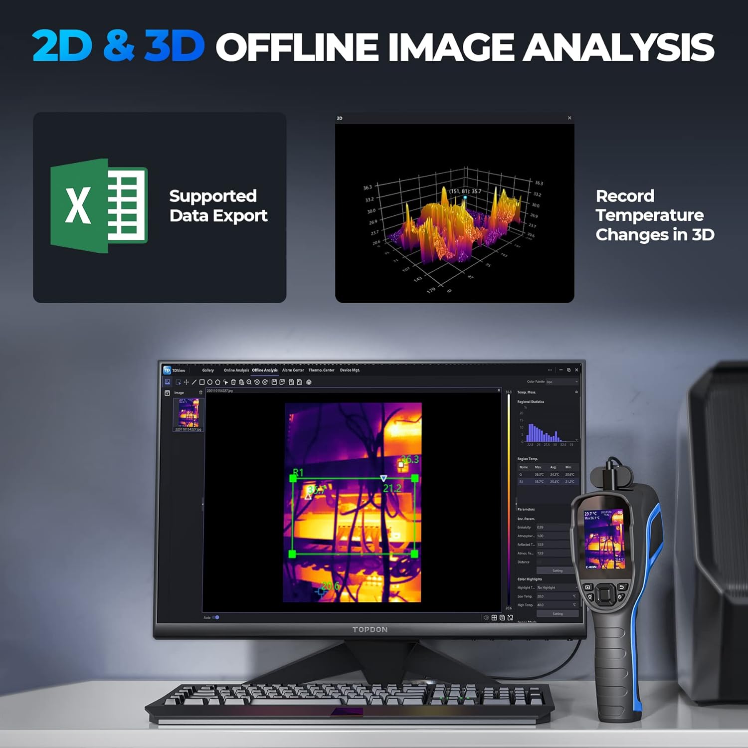 TOPDON Thermal Imaging Camera with PC Analysis and Video Recording Supported
