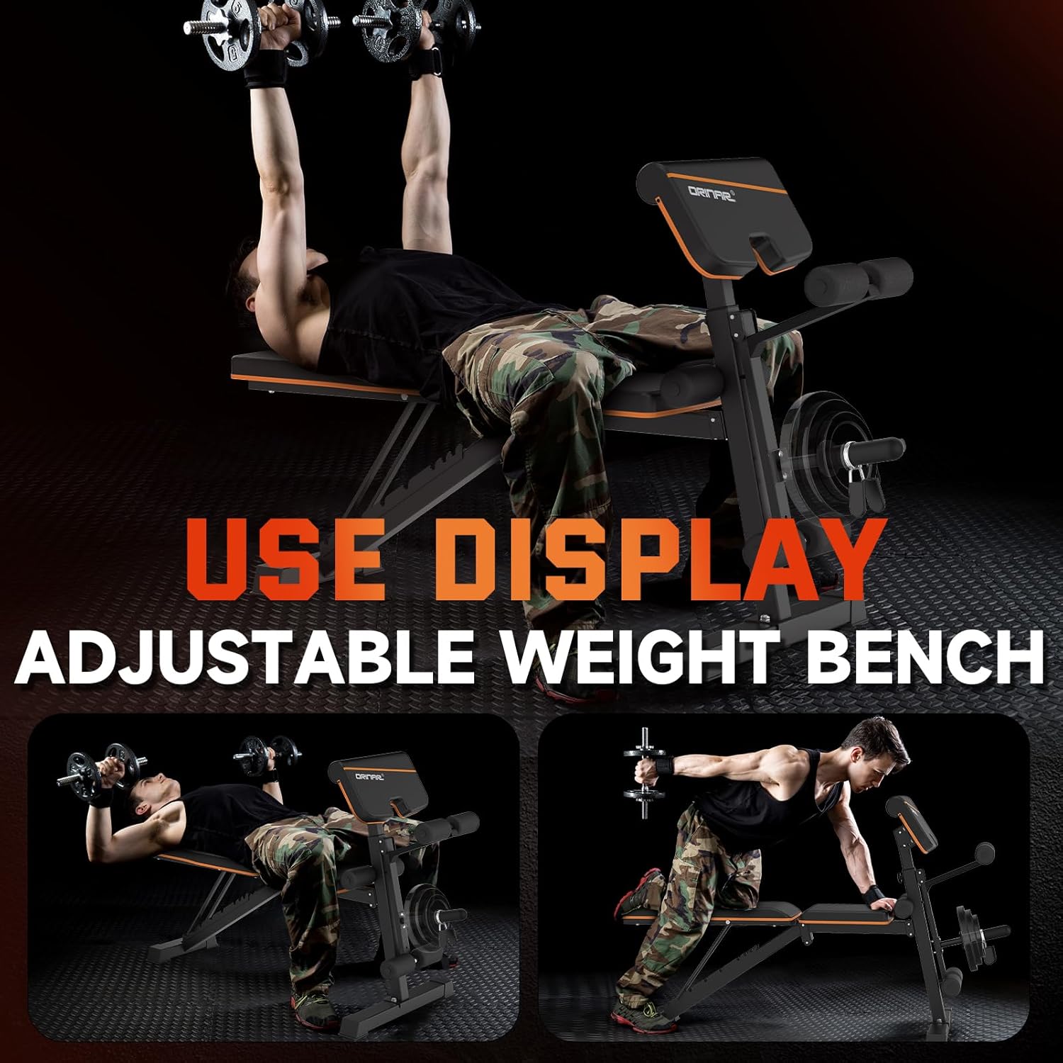 Orinar Weight Bench Press, Strength Training Adjustable Workout Benches for Full Body