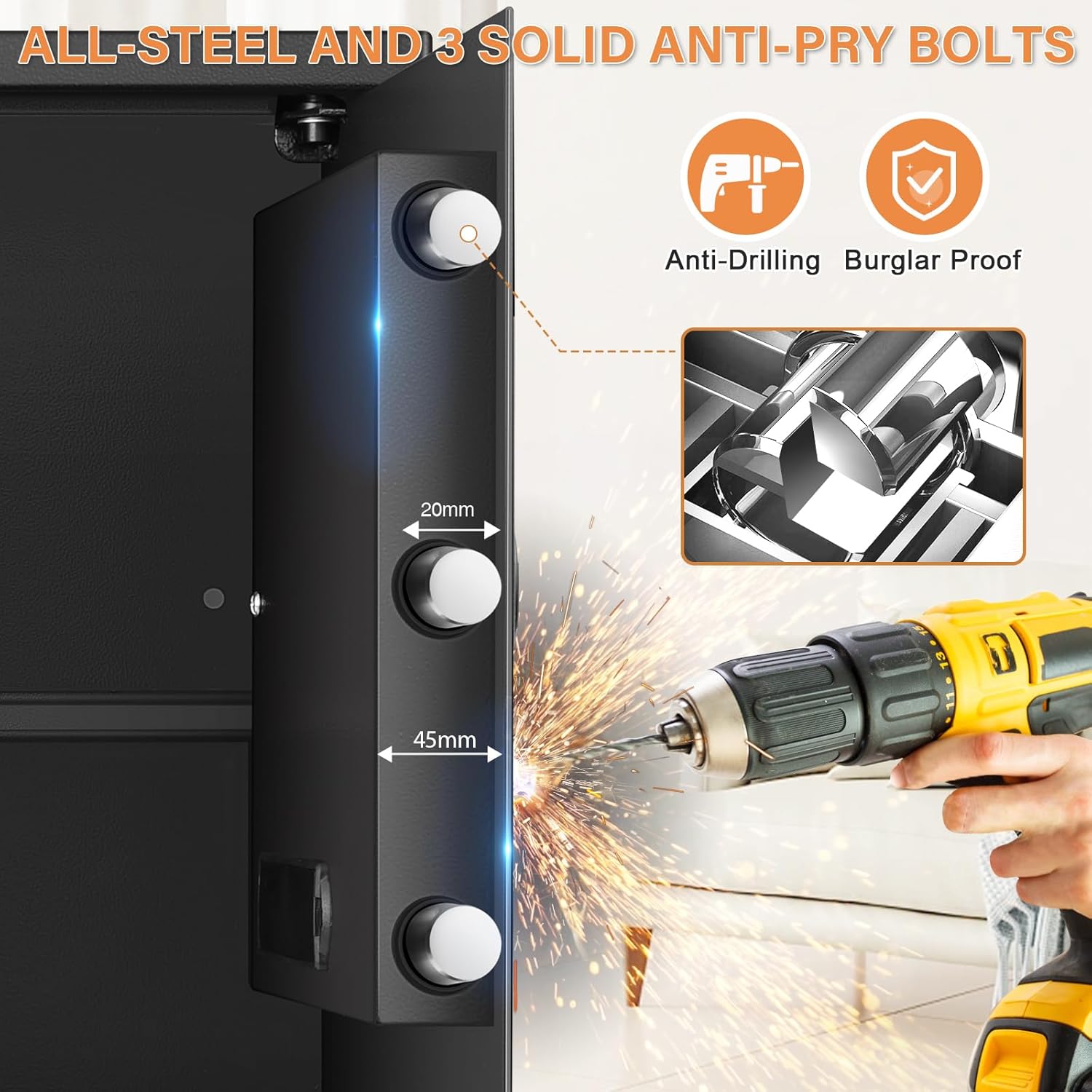 Bukumo Anti-theft Fireproof Safe Box with Programmable Keypad