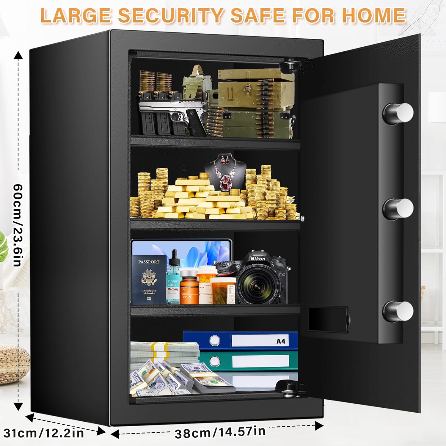 Bukumo Anti-theft Fireproof Safe Box with Programmable Keypad