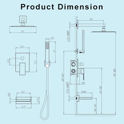 HoliSpa Black Shower System with 10” Rain Shower Head and Handheld Spray combo