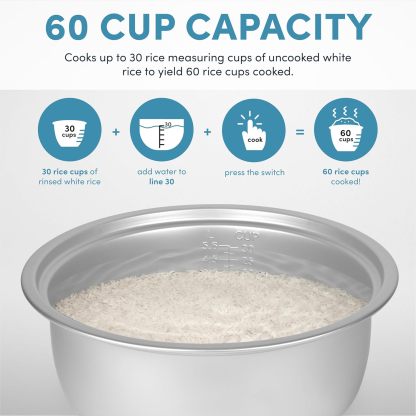 Aroma Housewares 60-Cup Commercial Rice Cooker, White