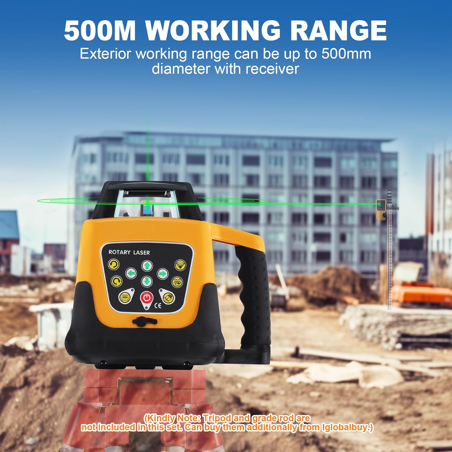 Iglobalbuy Rotary Laser Level Green Laser Self Leveling Kit
