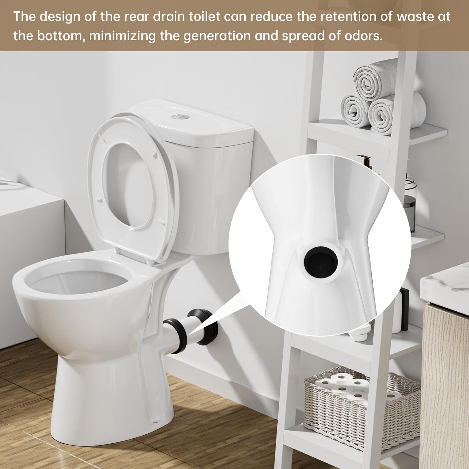 SUPERFLO Rear Outlet Toilet With 19 Inch Tall Toilet Bowl & Tank