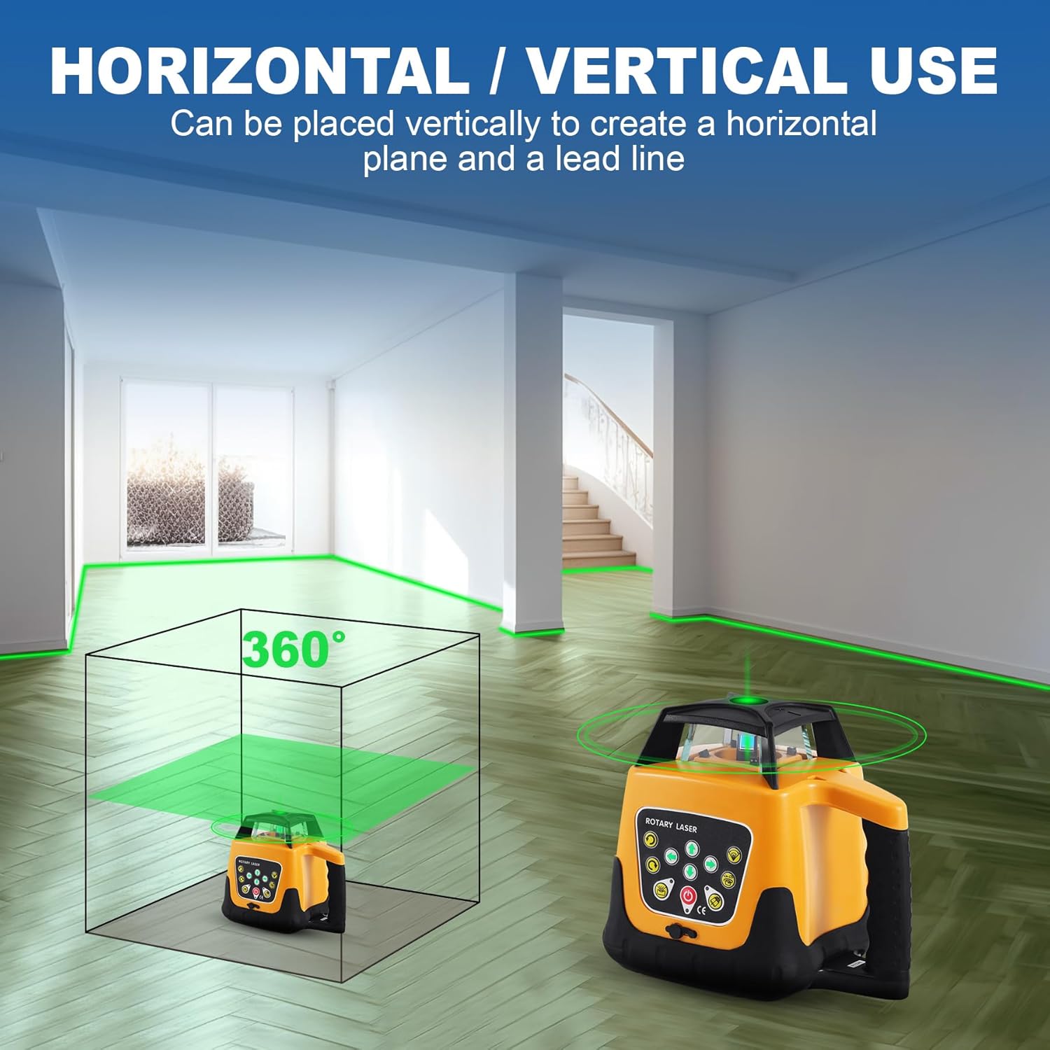 Iglobalbuy Rotary Laser Level Green Laser Self Leveling Kit