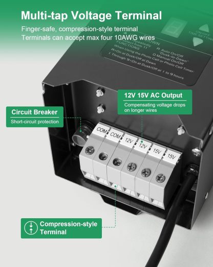 Treewell Outdoor Landscape Lighting Transformer with Photocell Sensor & Timer