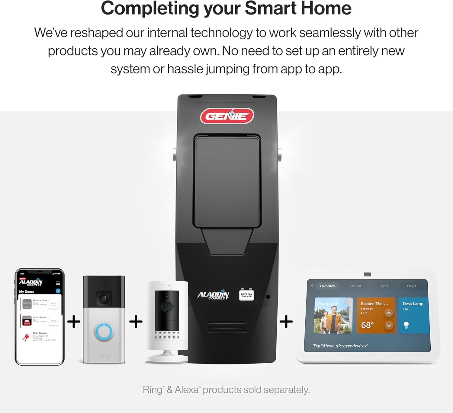 Genie Wall Mount Smart Garage Door Opener, DC Motor