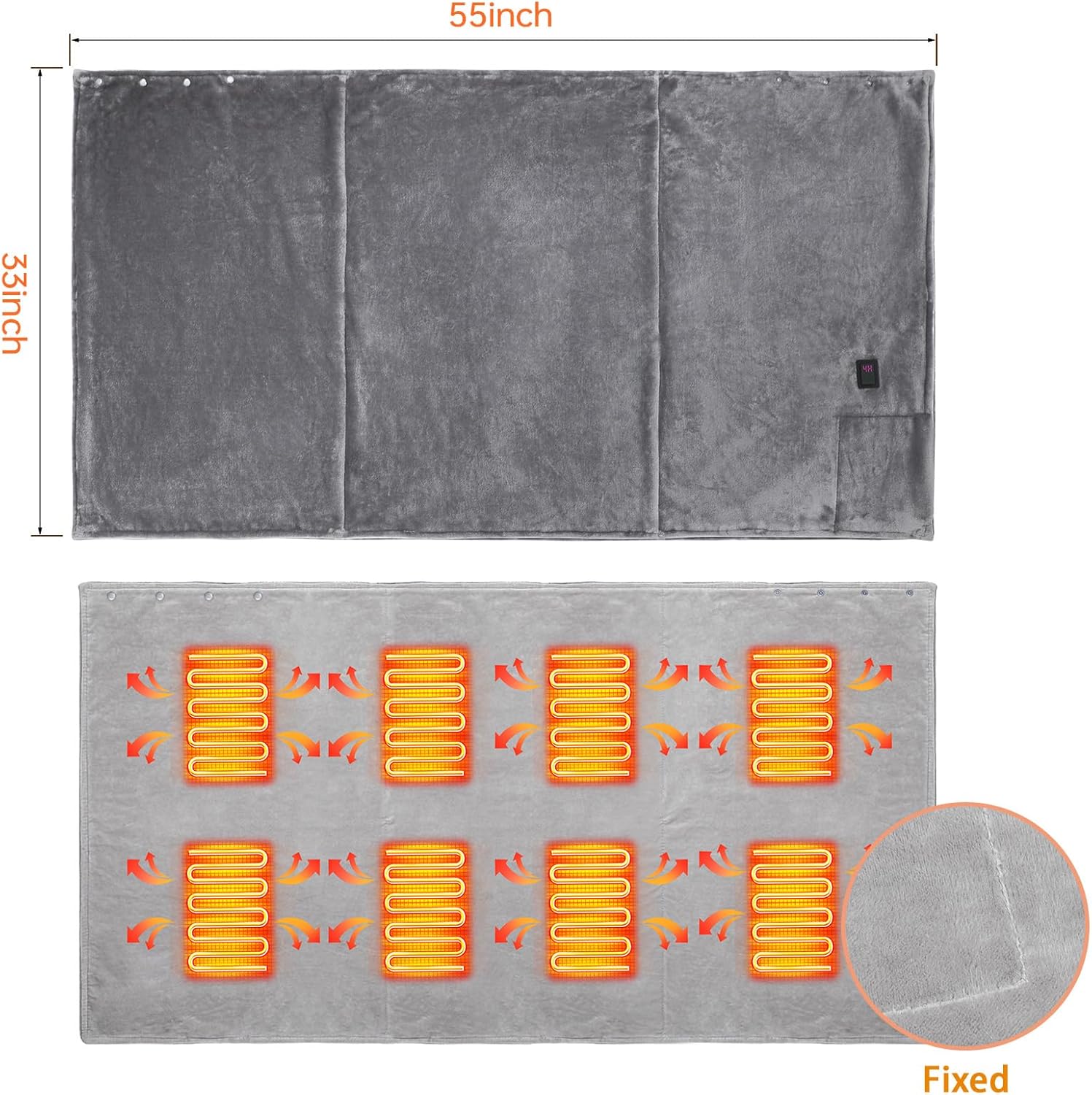 New Fi USB Heated Blanket with 3 Heating Levels & Timing Function
