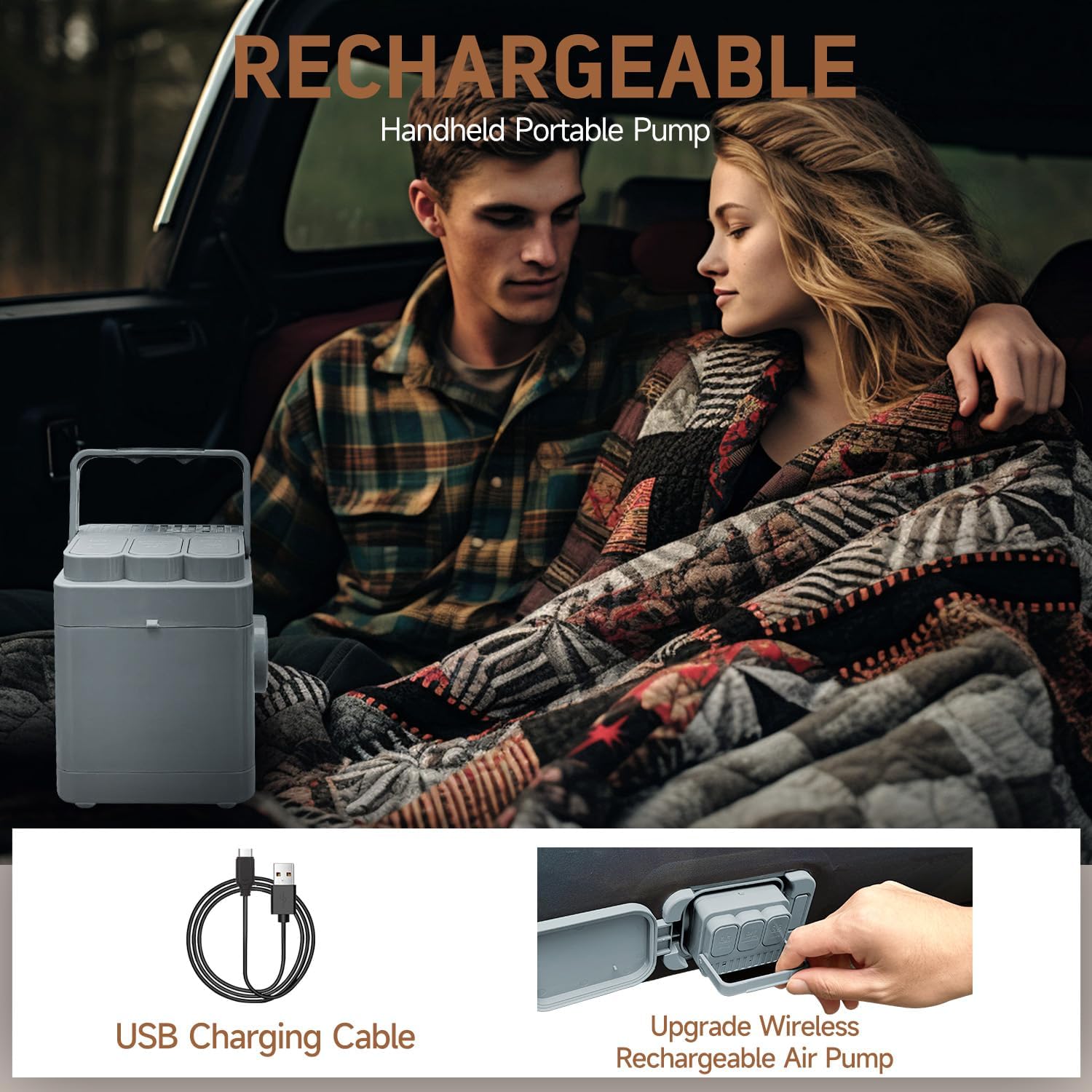 Umbrauto Truck Bed Air Mattress Inflate and Deflate with Rechargeable