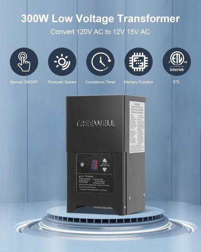 Treewell Outdoor Landscape Lighting Transformer with Photocell Sensor & Timer