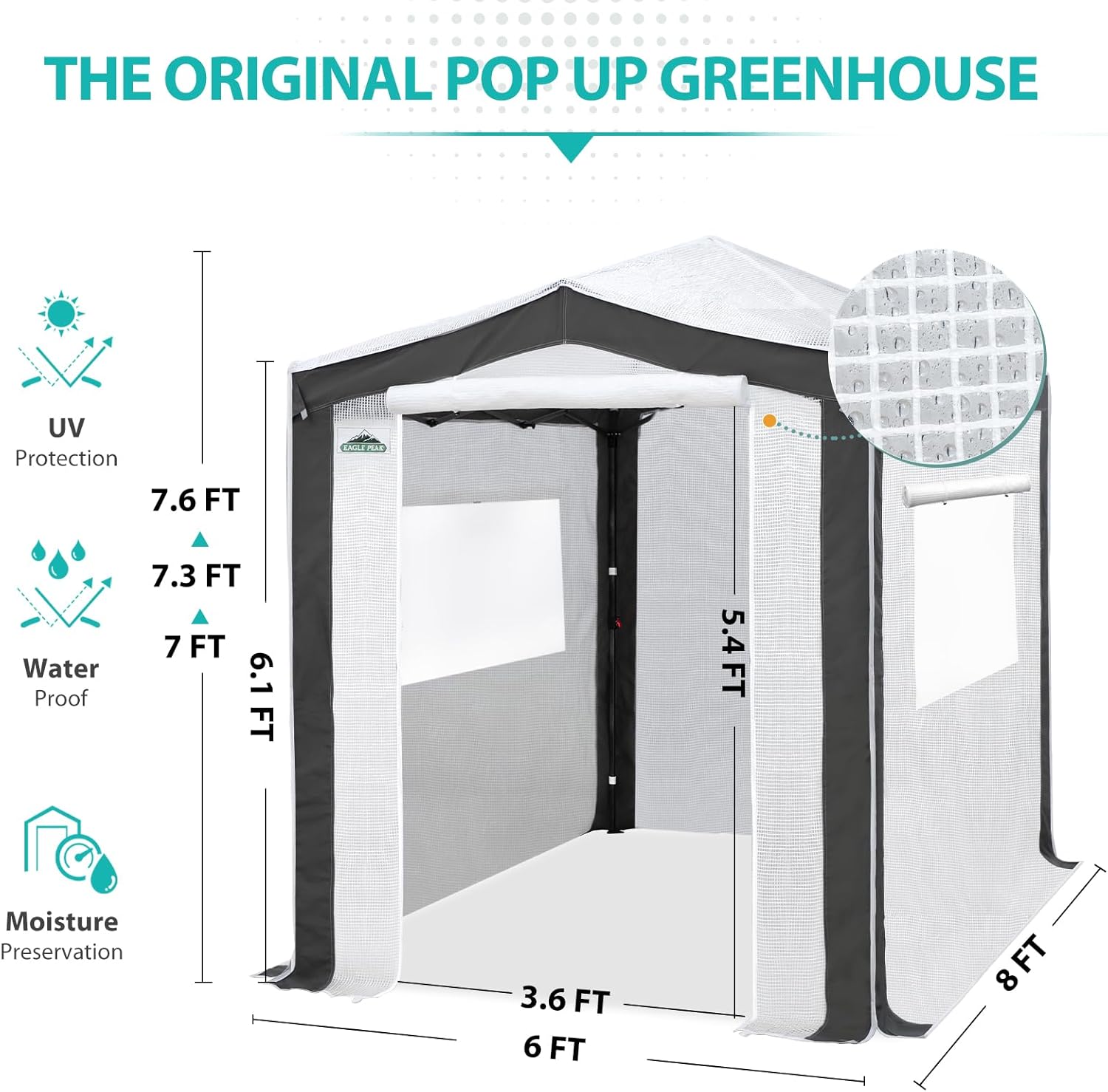 EAGLE PEAK Portable Walk in Greenhouse with Polyester Reinforced Corners