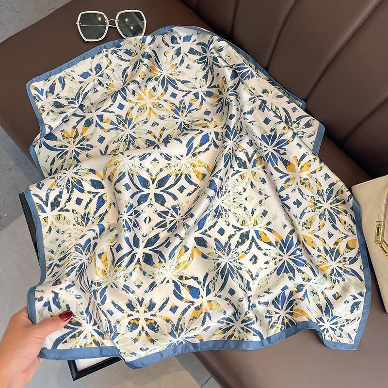 100% Mulberry Silk Neck Scarf - 27'' x 27'' Lightweight Neckerchief - Women Men Small Square Scarves Gift Packed