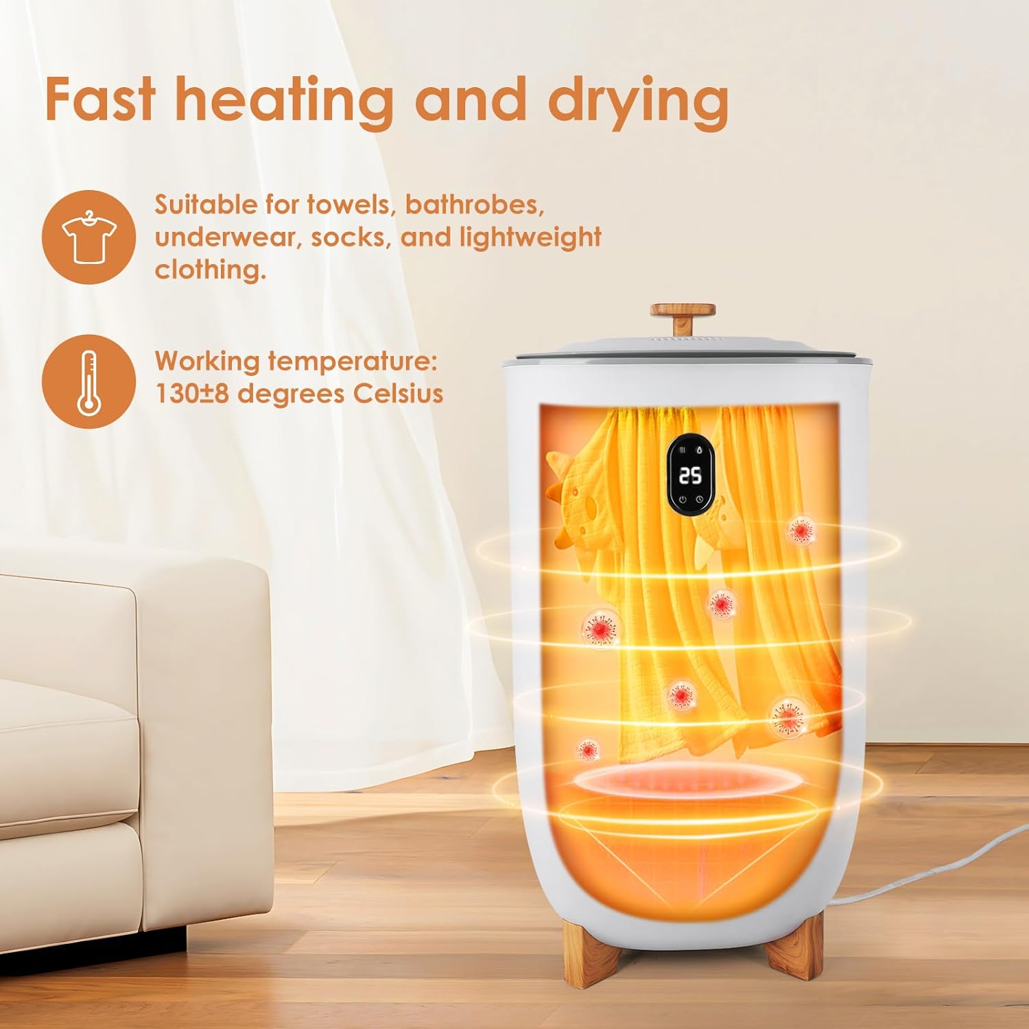 Bonrcea 2-in-1 Portable Clothes Dryer & Heated Towel Warmer, with 4000 RPM