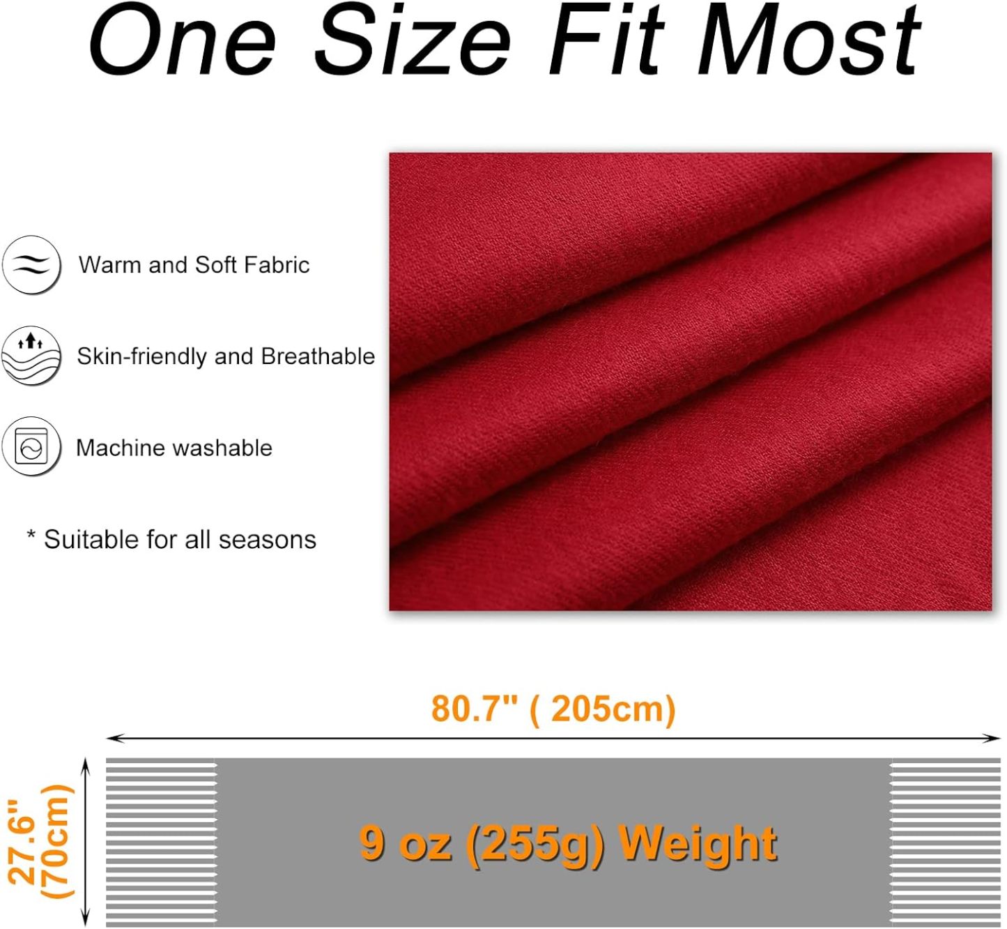 Surblue Pashmina Shawls and Wraps for Women Solid Color Cashmere Winter Large Scarves