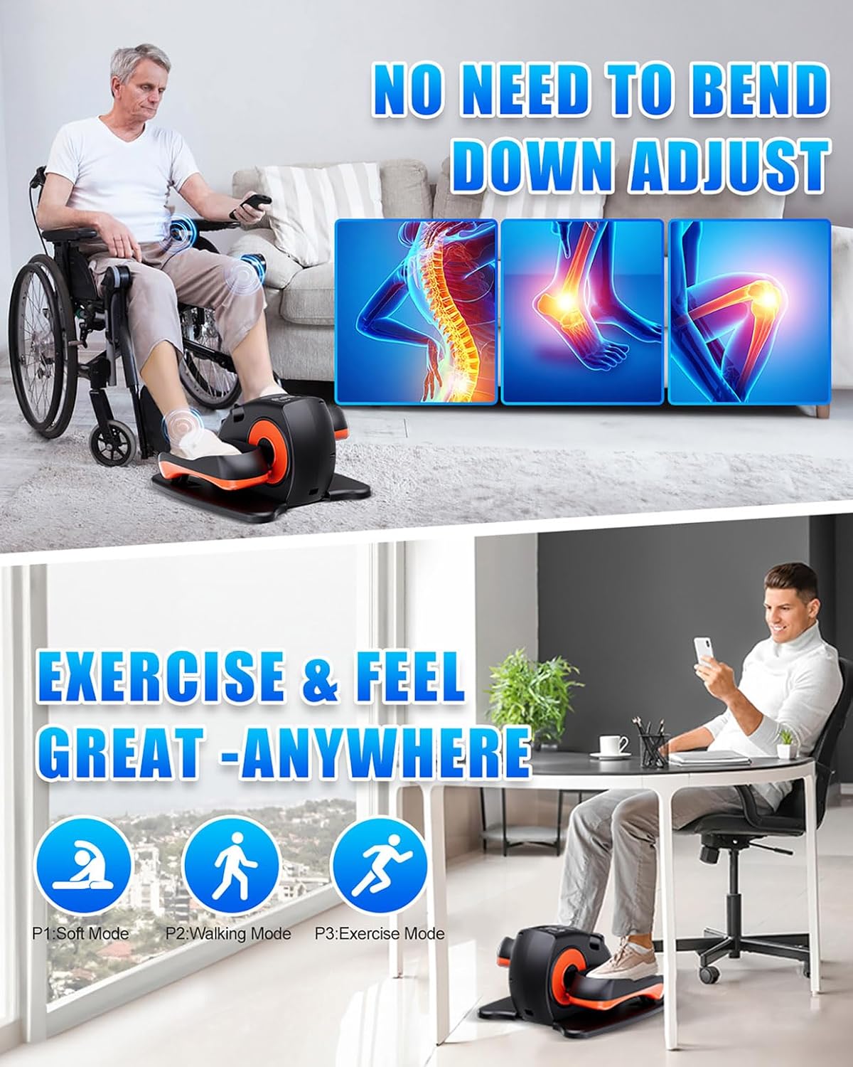 Putnen Under Desk Elliptical Machine, Electric Seated Pedal Exerciser