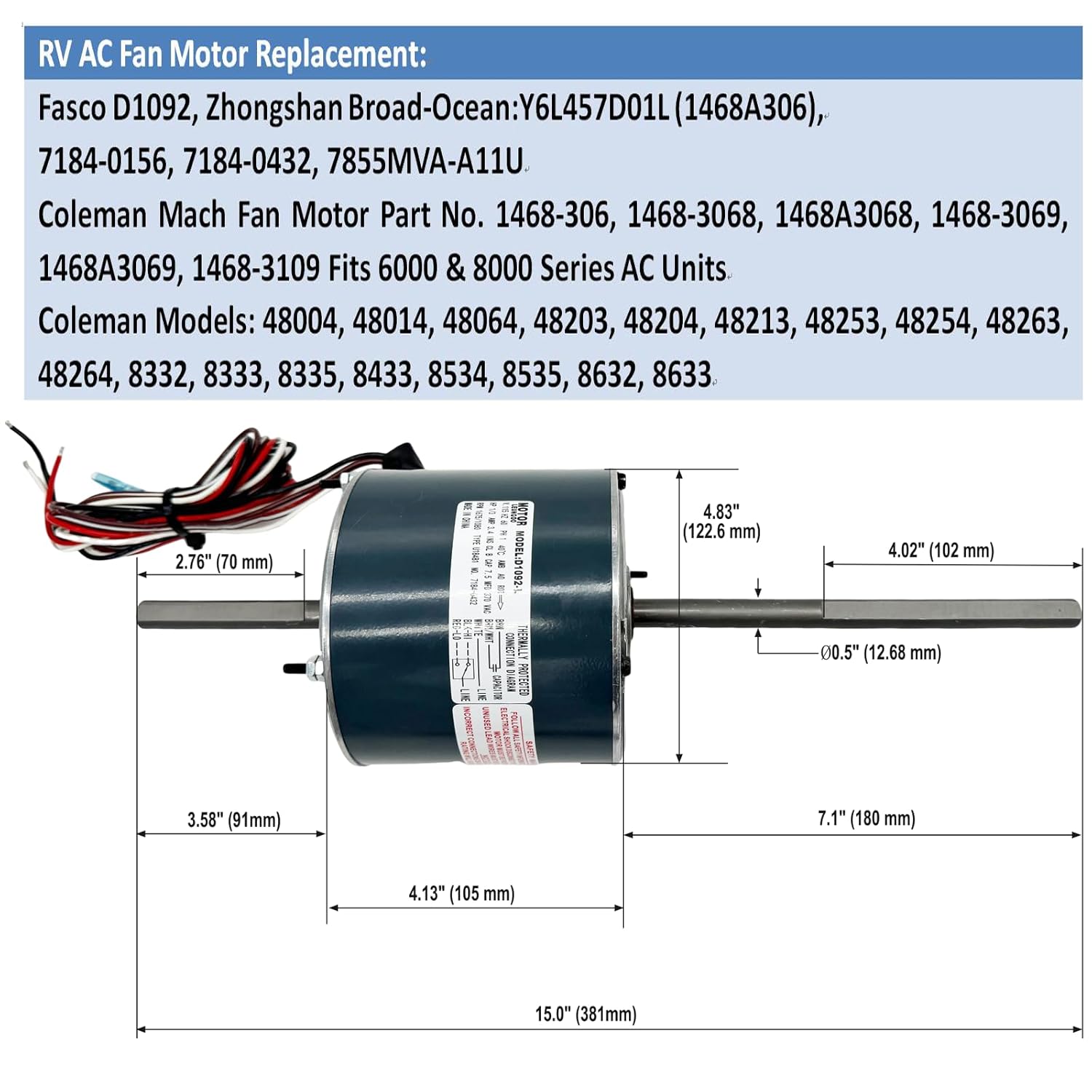 LEUNGOO 2 Speed Air Conditioner Condenser  Include a Capacitor