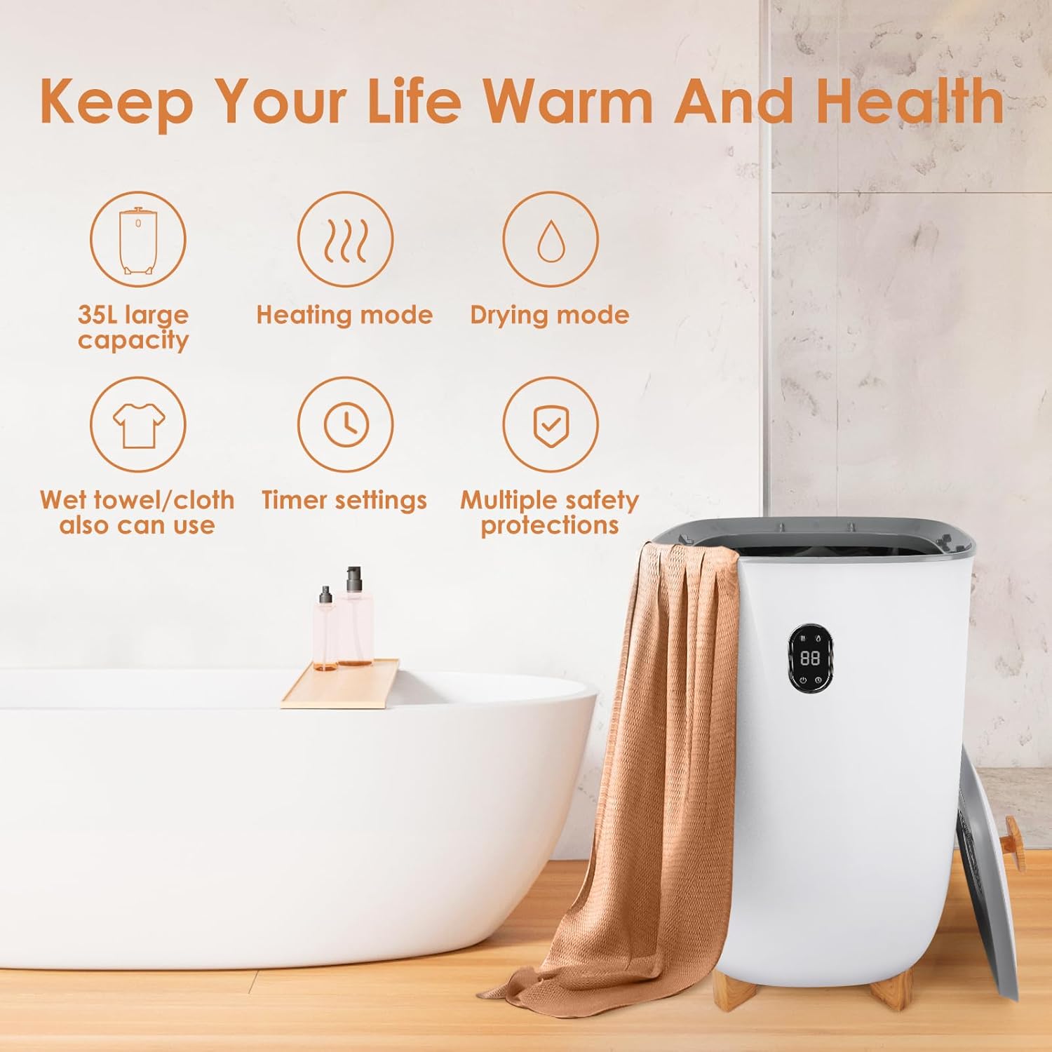 Bonrcea 2-in-1 Portable Clothes Dryer & Heated Towel Warmer, with 4000 RPM
