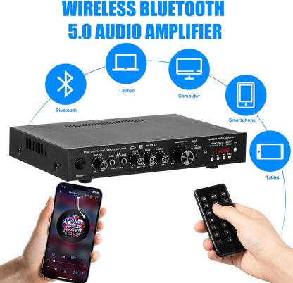 SOBATTY Bluetooth 5.1 Sound Speaker AMP,Stereo Audio Amplifier Receiver