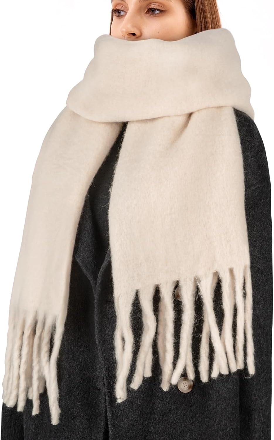 Womens Scarf Winter Big Colorful Checked Thick Warm Soft Scarves Casual Tassel Blanket Scarf