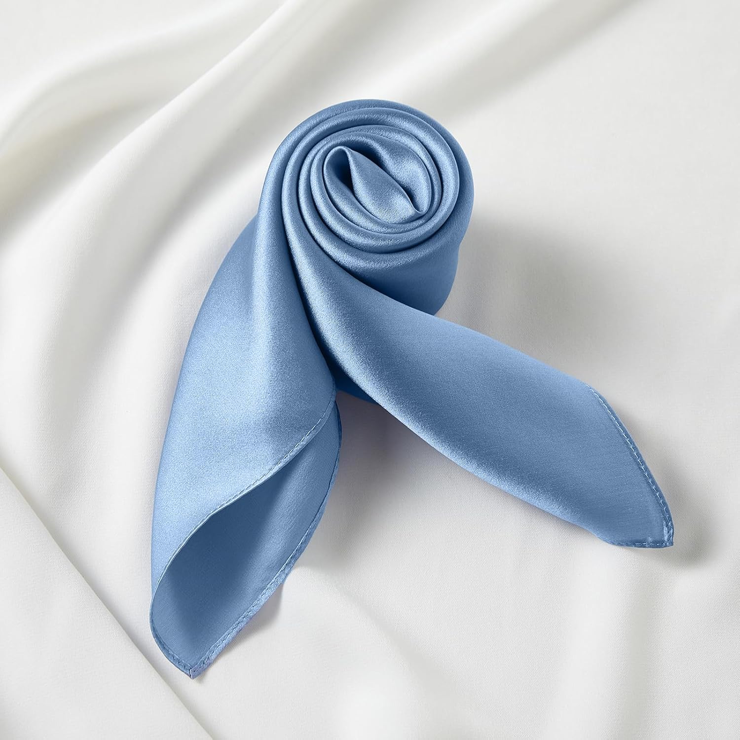 Blue Mulberry Silk Lightweight Square Scarf - 21 inches