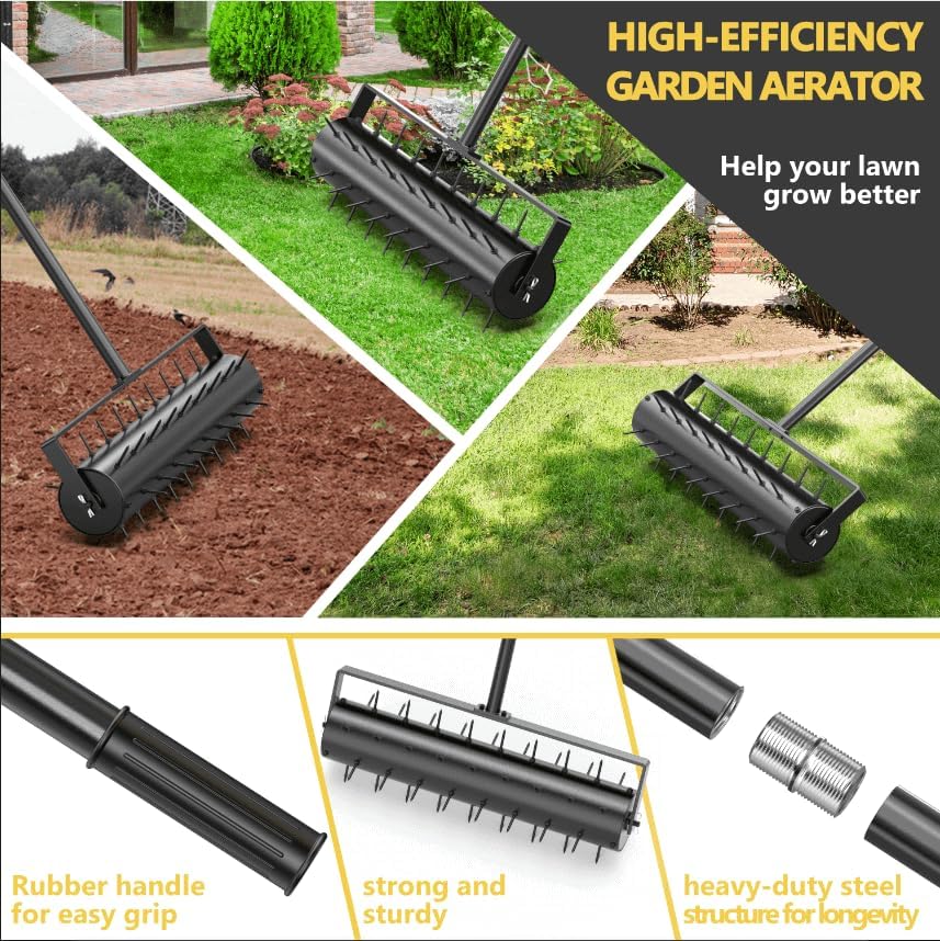 Evtmag 22 inch Lawn Aerator Heavy Duty Rolling Lawn Aerator Tool
