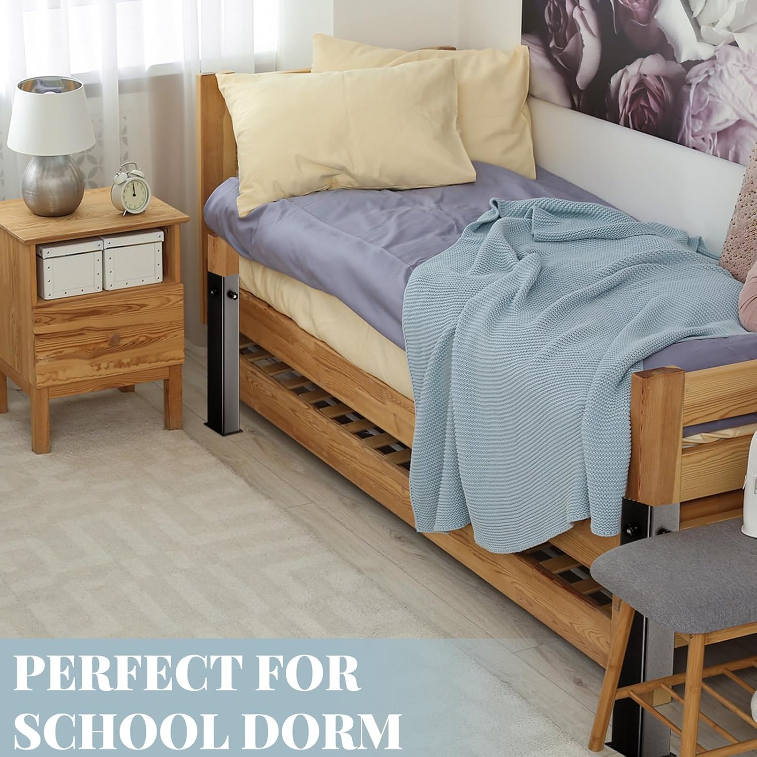 Tandefio 4 Pcs College Dorm Bed Risers Ultimate Height Carbon