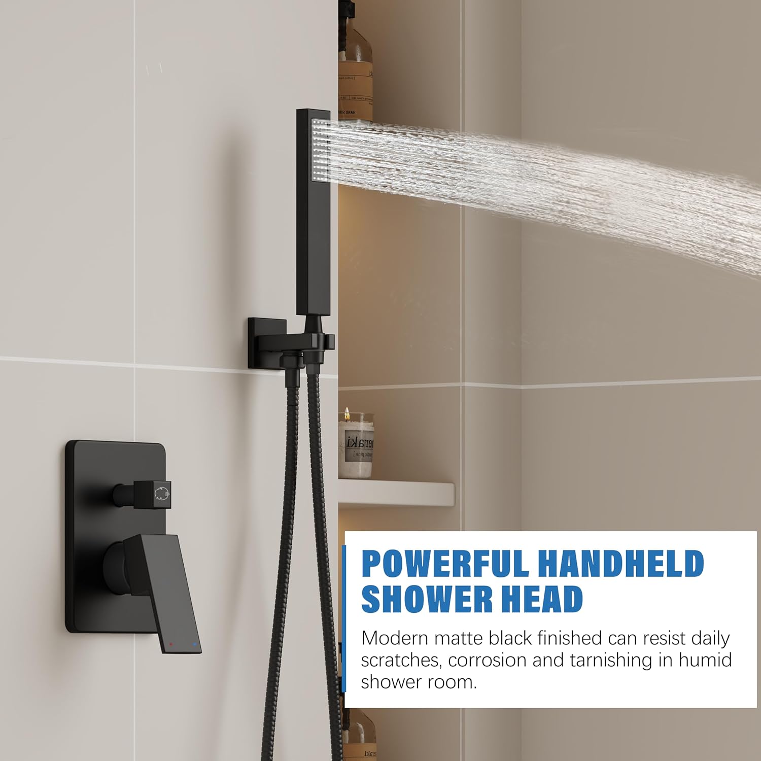 HoliSpa Black Shower System with 10” Rain Shower Head and Handheld Spray combo