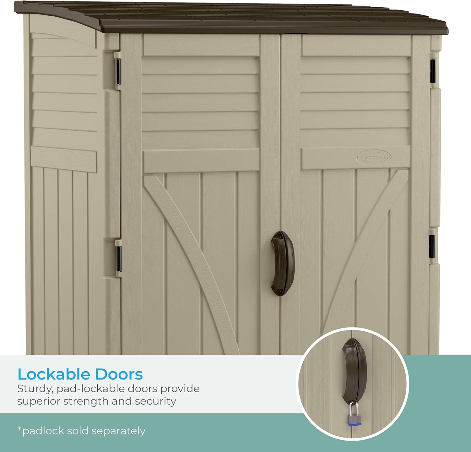 Suncast 54 Cubic Feet Vertical Storage Shed with Durable Plastic Construction