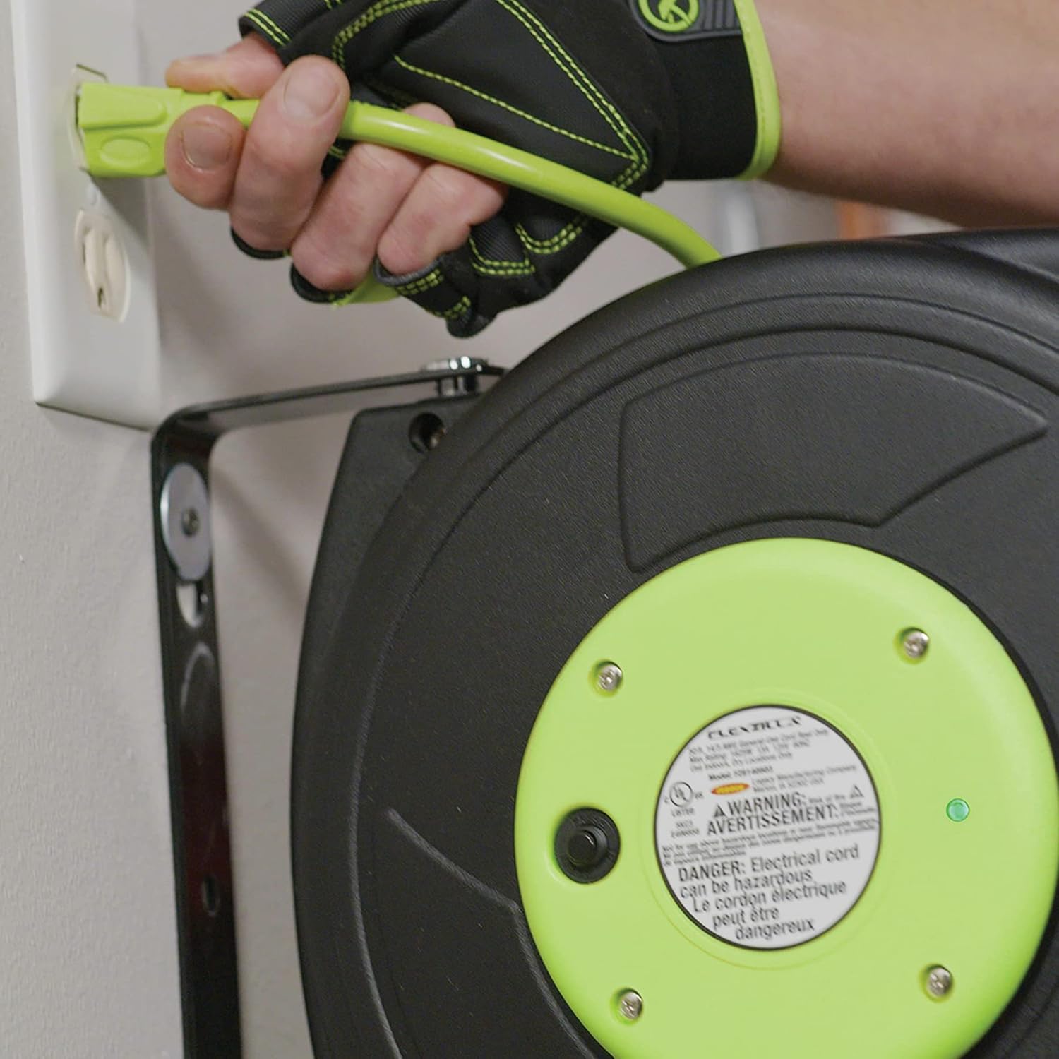 Flexzilla Retractable Extension, Grounded Triple Tap Outlet Electric Cord Reel