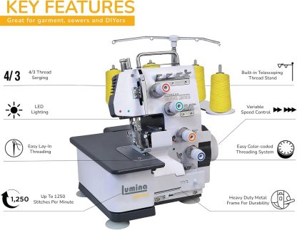 Lumina Sienna Serger Sewing Machine - Industrial Grade Sergers & Overlock Machines