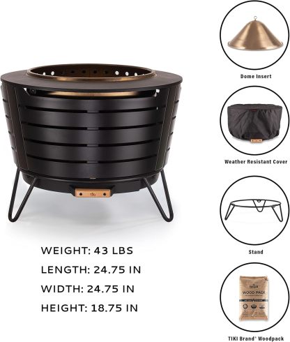 TIKI Brand Smokeless 25 in. Patio Fire Pit, Wood Burning Outdoor Fire Pit