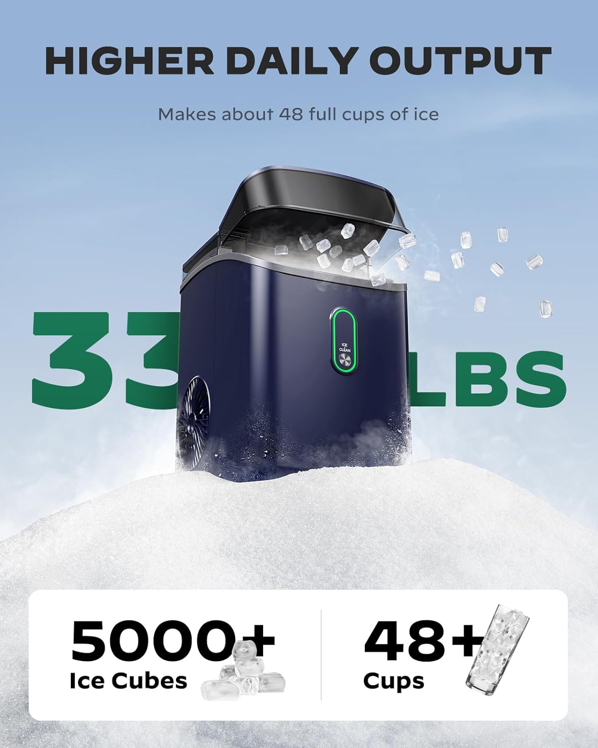 Silonn One-Click Operation Ice Machine with Self-Cleaning