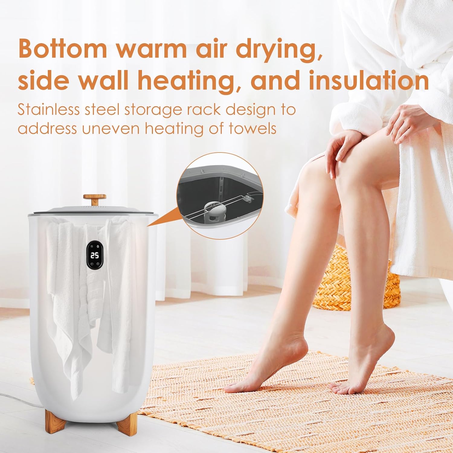 Bonrcea 2-in-1 Portable Clothes Dryer & Heated Towel Warmer, with 4000 RPM