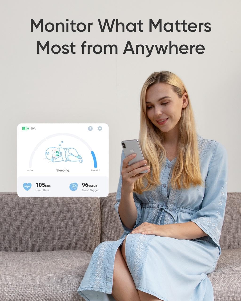 Eufy Baby Smart Sock Baby Monitor with 2.4 GHz Wi-Fi, Track Sleep Patterns