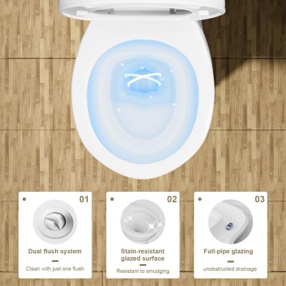SUPERFLO Rear Outlet Toilet With 19 Inch Tall Toilet Bowl & Tank