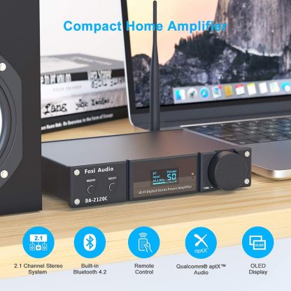 Fosi Audio Bluetooth 5.0 Stereo Audio Amplifier Support, with Remote Control