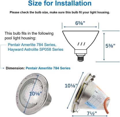TOVEENEN LED Pool Light Bulb for Inground Pool 120V 40W PRO Color Changing Pool Lights