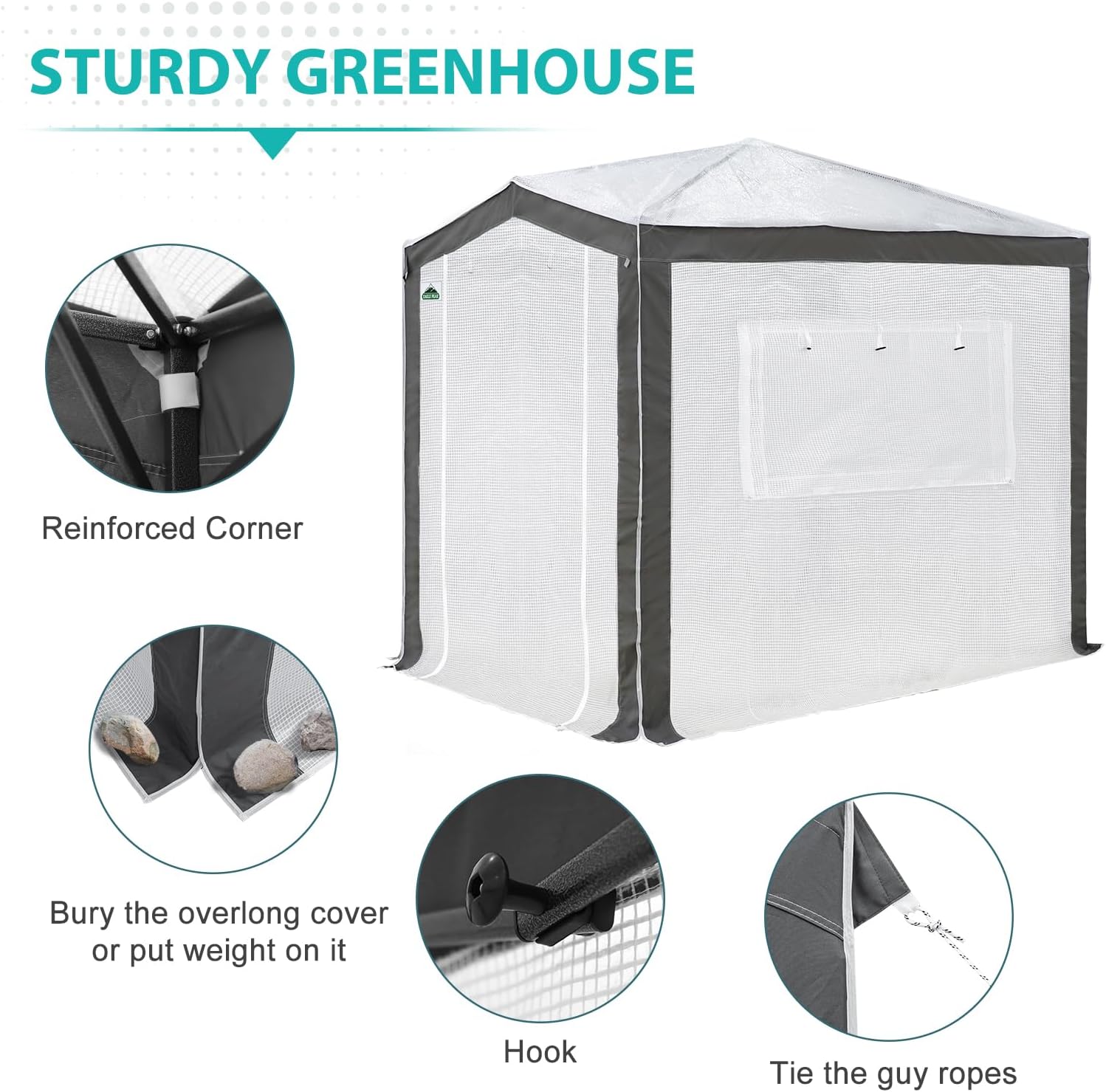 EAGLE PEAK Portable Walk in Greenhouse with Polyester Reinforced Corners