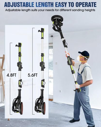 MYTOL Electric Drywall Sander with Vacuum Dust Collection, LED Light, 6 Variable Speed