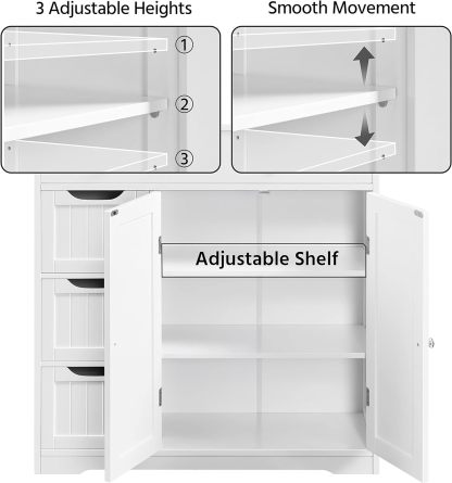 Topeakmart Bathroom Free-Standing Floor Cabinet with 4 Drawers and 2 Doors