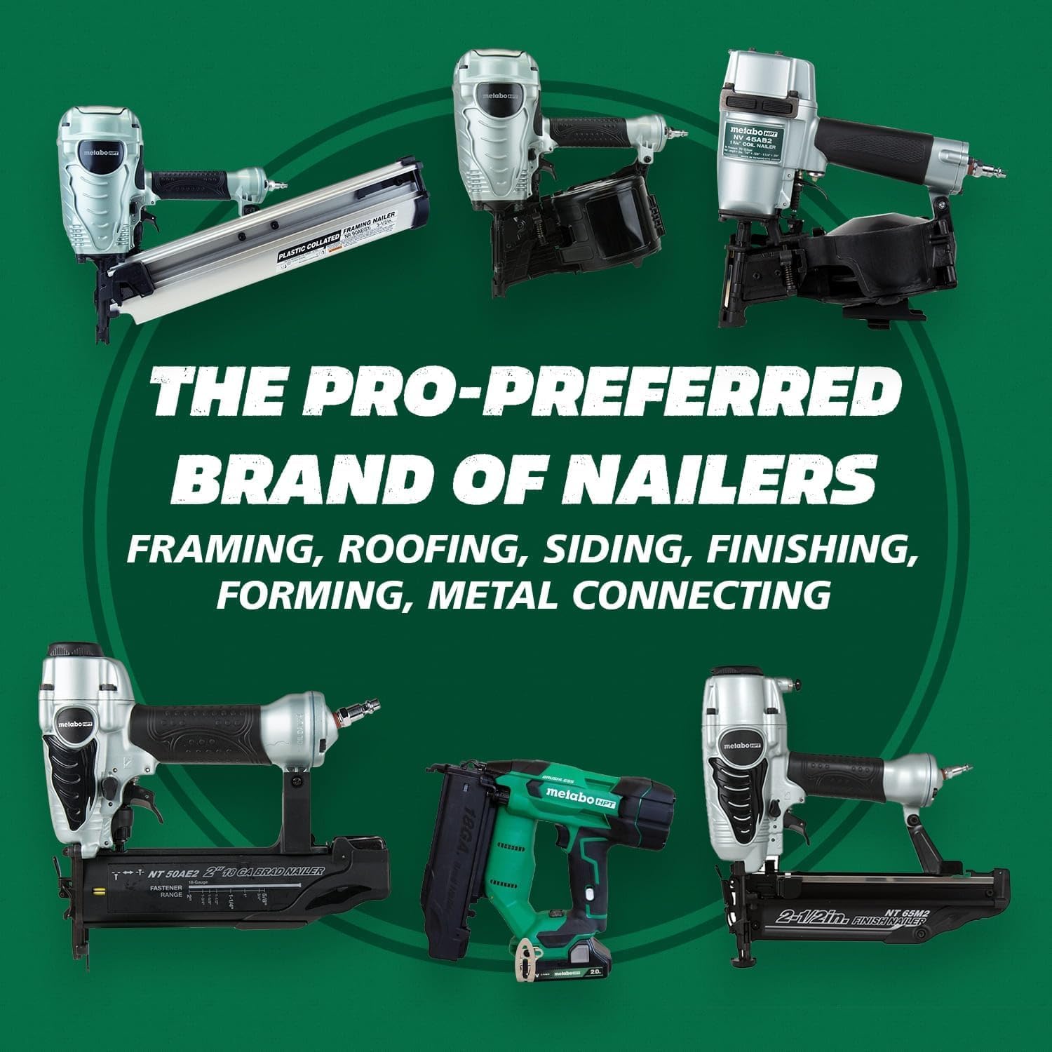 Metabo HPT Roofing Nailer Pro-preferred Pneumatic Power Nailers in Roofing tools