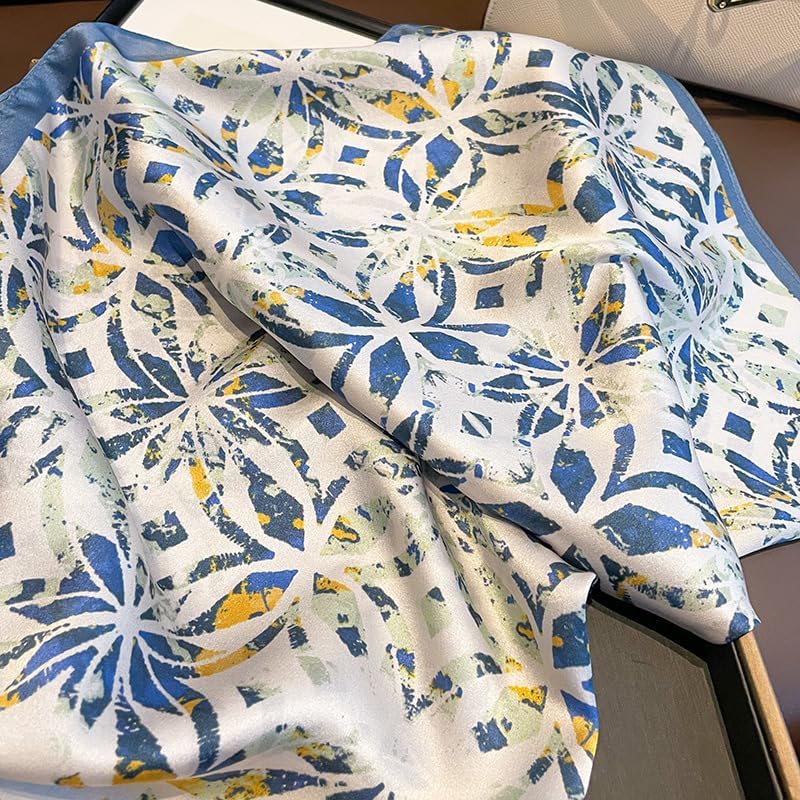 100% Mulberry Silk Neck Scarf - 27'' x 27'' Lightweight Neckerchief - Women Men Small Square Scarves Gift Packed