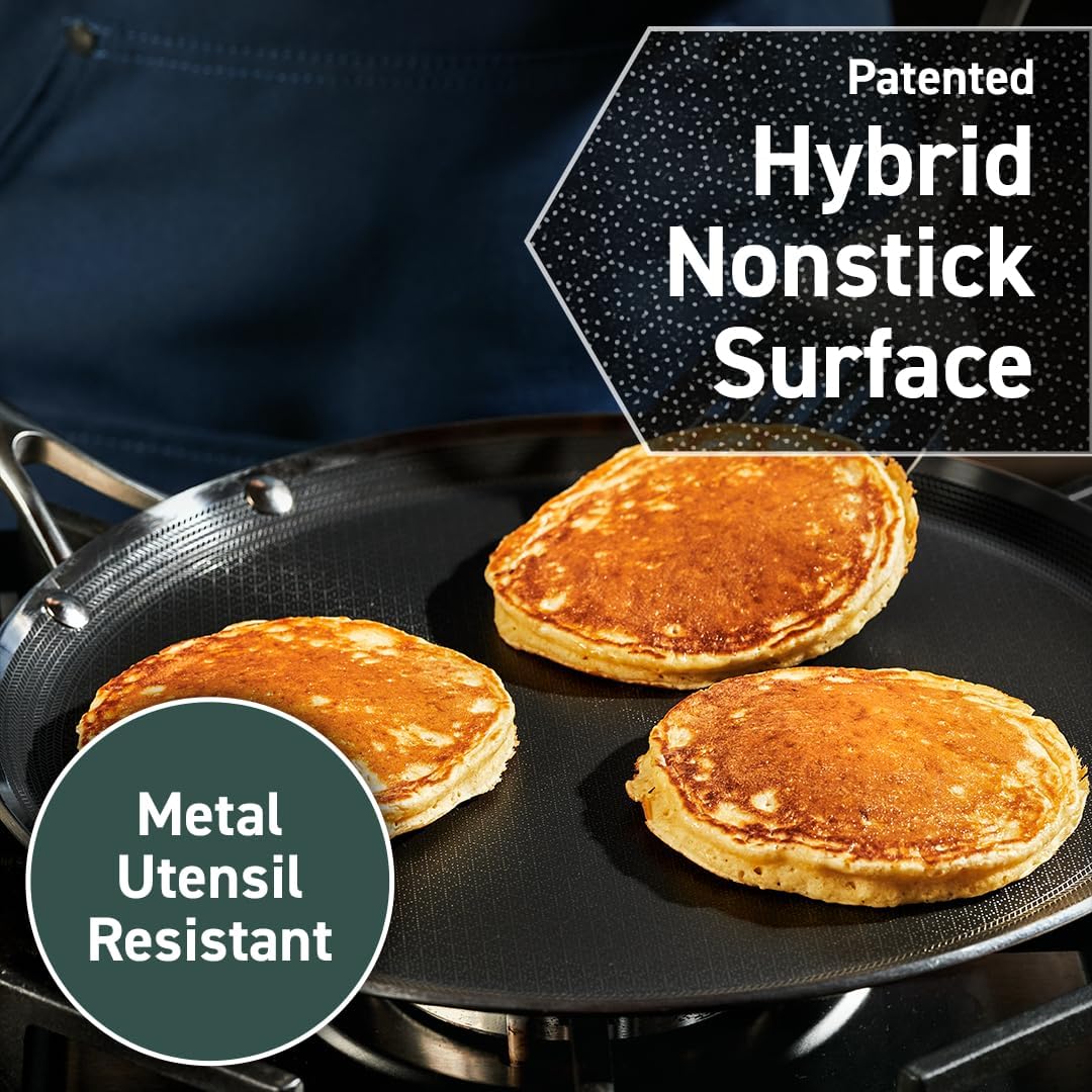 HexClad Hybrid Nonstick Griddle Pan 12-Inch Stay-Cool Handle