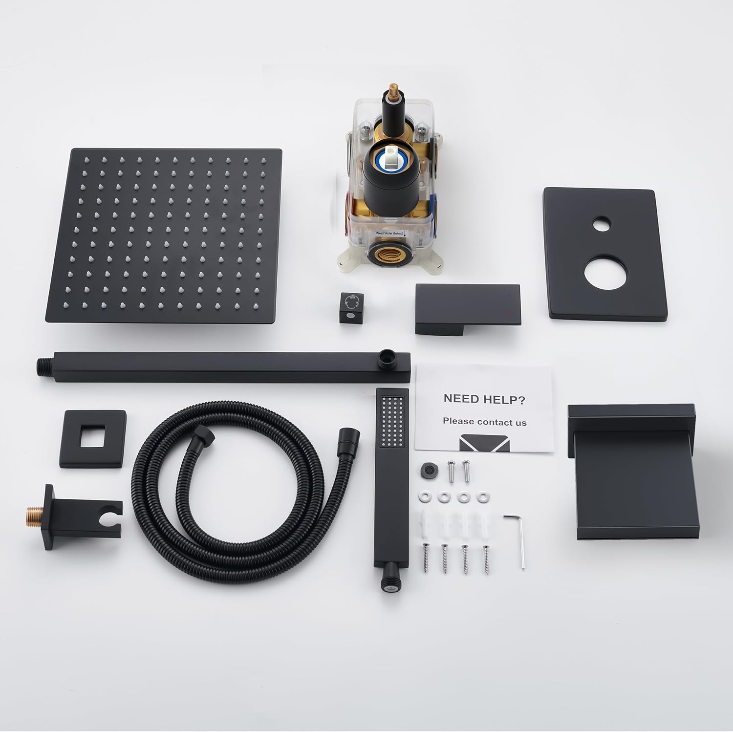 HoliSpa Black Shower System with 10” Rain Shower Head and Handheld Spray combo