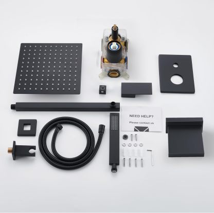 HoliSpa Black Shower System with 10” Rain Shower Head and Handheld Spray combo