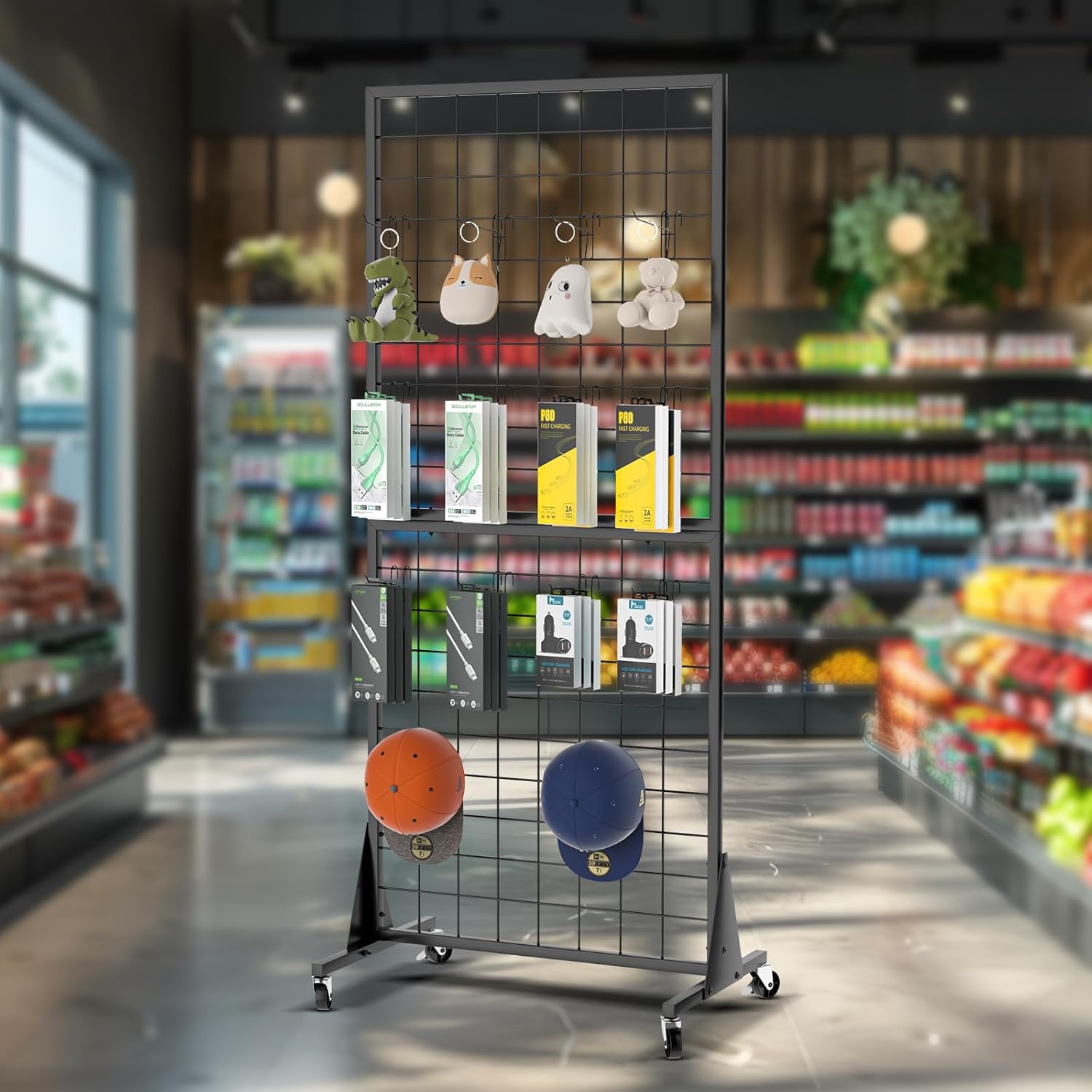 Blasinc Gridwall Panel Display Stand Heavy Movable Floorstanding Grid Wall Panels Retail Display
